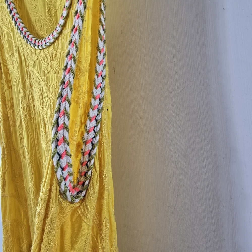Intimately Free People All The Feels Sunshine Yellow Embroidered Maxi Dress Sz M - Picture 5 of 10